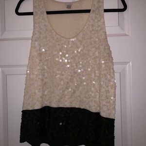 JCREW sequin black and white colorblock cami